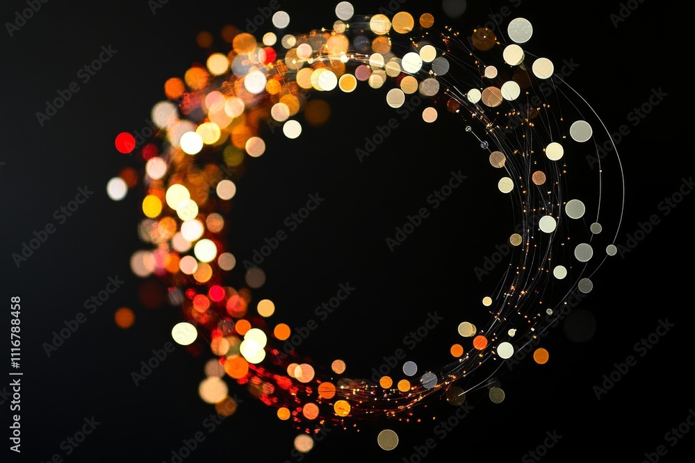 Poster abstract background featuring plexus effect a scientific concept with circular technical elements