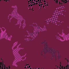 Christmas animals seamless horse pattern for wrapping paper and fabrics