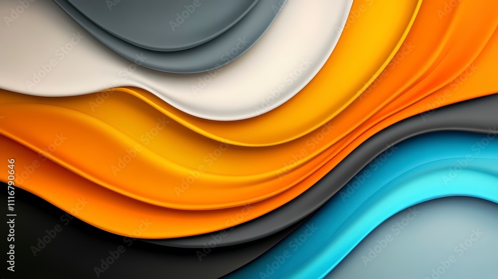 Poster dynamic layered design showcasing vibrant colors and smooth curves in abstract art form