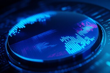 3d financial analysis  digital display of business data represented by a pie chart