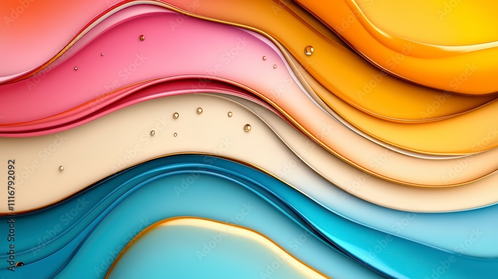 Poster vibrant waves of color flow harmoniously in an abstract artistic design for contemporary spaces