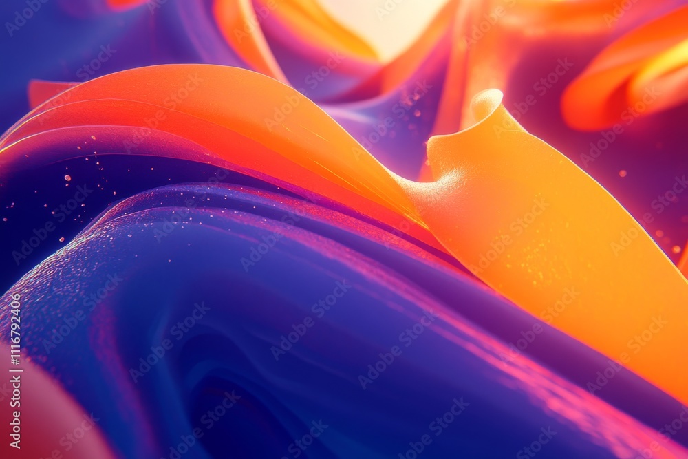 Aufkleber abstract fluid shapes in vibrant orange and purple hues, creating a dynamic and mesmerizing visuals.