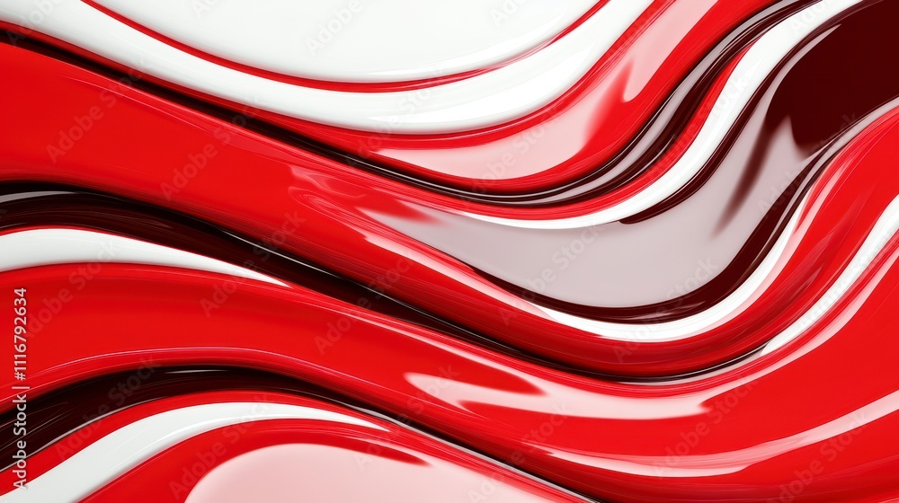 Poster dynamic waves of red and white create an expressive art piece for modern backgrounds