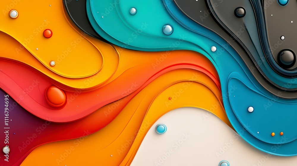 Poster vibrant waves of color flow in an abstract design showcasing dynamic art and modern aesthetics