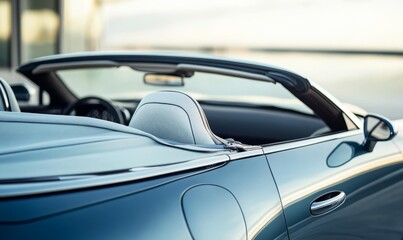 Up close on the fabric folds of a convertible top showcasing its soft and luxurious texture.