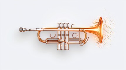 Obraz premium a jazz trumpet sticker, artistic element, minimalistic style, warm metallic hues, isolated on white background