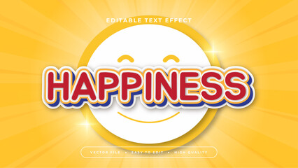 Red white and yellow happiness 3d editable text effect - font style