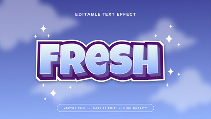 Purple violet blue and white fresh 3d editable text effect - font style