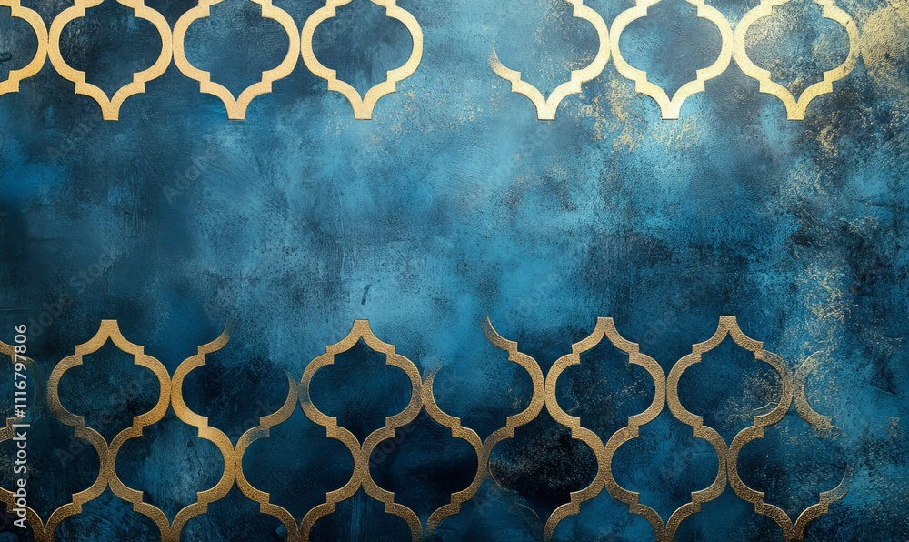 Poster decorative moroccan pattern backdrop with luxurious washi paper texture.