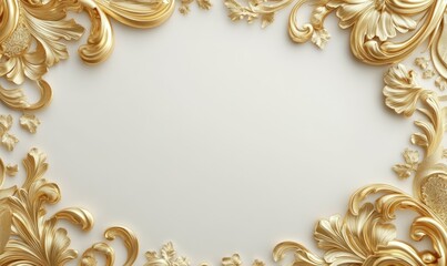 Luxury gold border frame on white background with royalty ornaments
