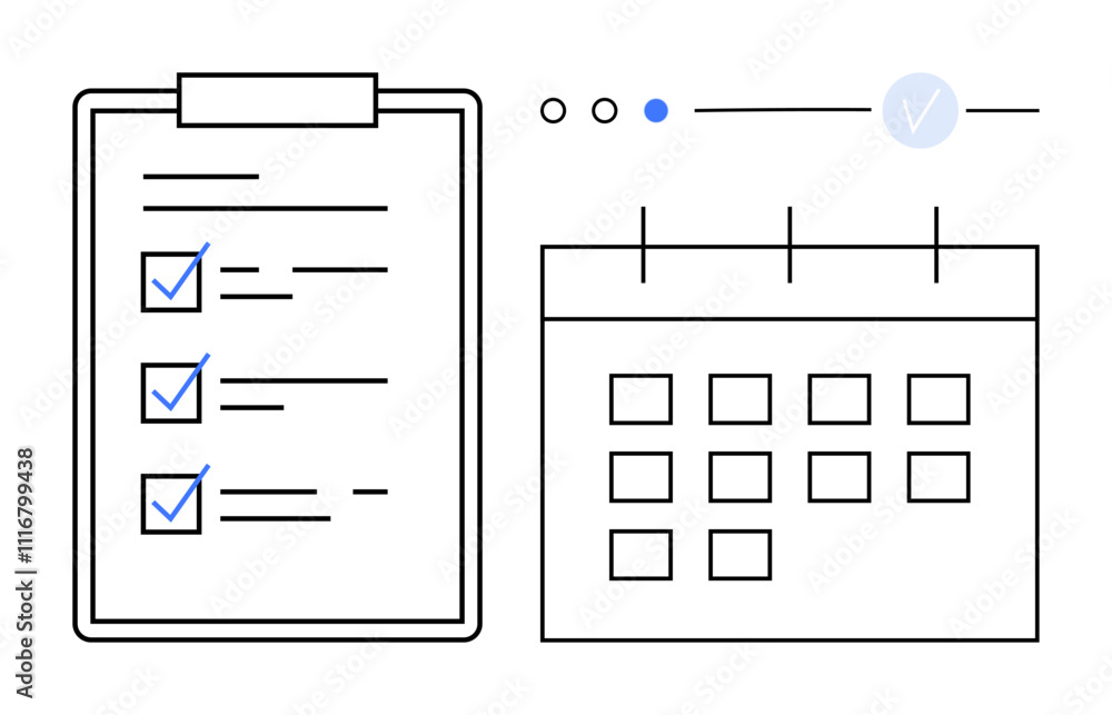 Aufkleber clipboard with checklist and calendar with marked dates. ideal for project management, to-do lists, 