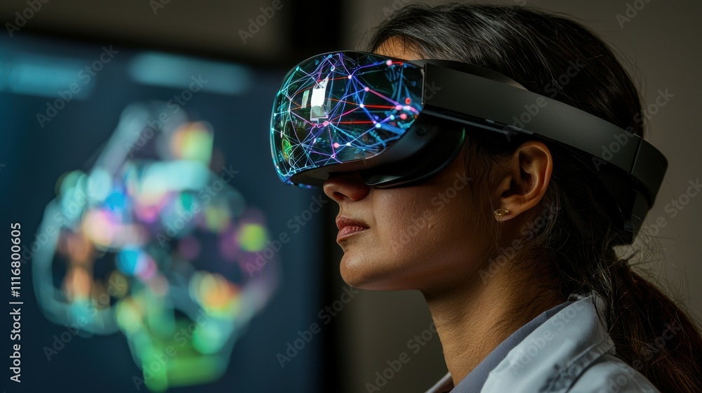 Poster digital perspective neural network patterns in a futuristic urban environment
