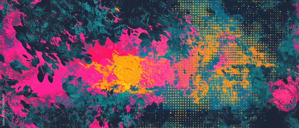 Poster graphic design of cyberpunk camouflage patterns in futuristic environments