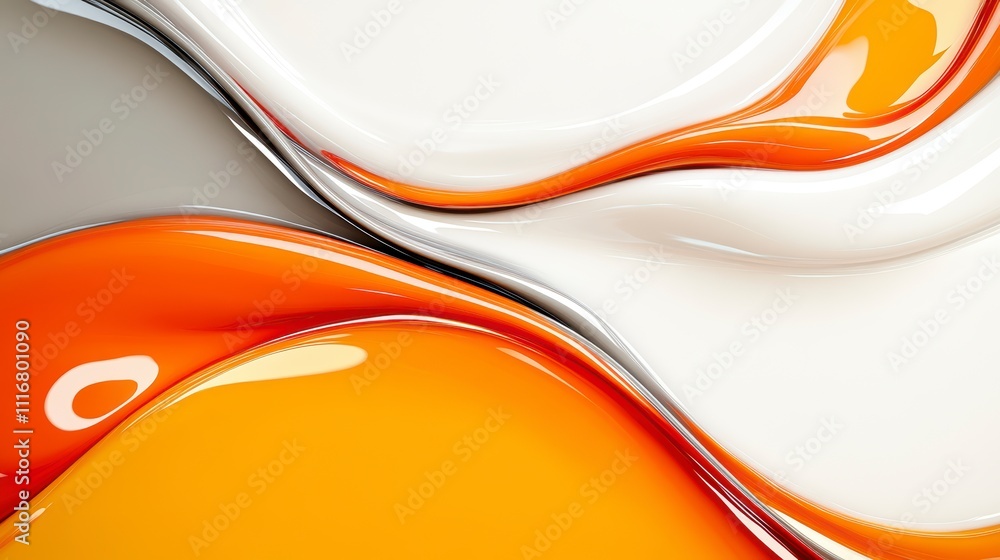 Poster vibrant swirling patterns of orange and white fluid textures create dynamic abstract art