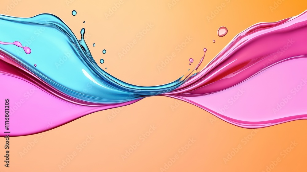 Poster dynamic interplay of colors with fluid shapes and splashes creates a vibrant art experience
