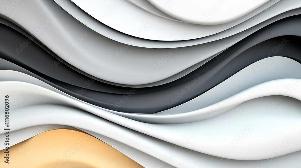 Poster intricate flowing waves depict a captivating design of layered textures in neutral tones