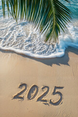 2025 Written in Sand on Tropical Beach