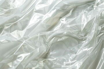 Obraz premium Photo of Crumpled sheet of polythene plastic wrap. Background texture for backdrops or mapping