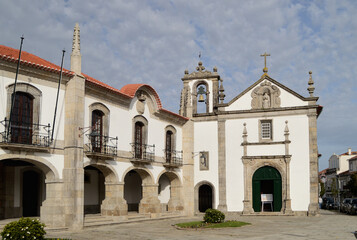 Main Church Square in the center of the city of Caminha located in the north of Portugal