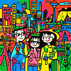 Obraz premium family in the city