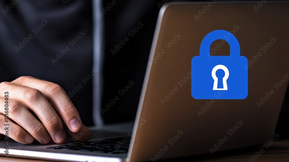 Poster securing digital data cybersecurity measures for online safety technology computer environment close
