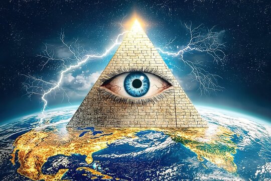 All Seeing Eye Pyramid Over Earth
