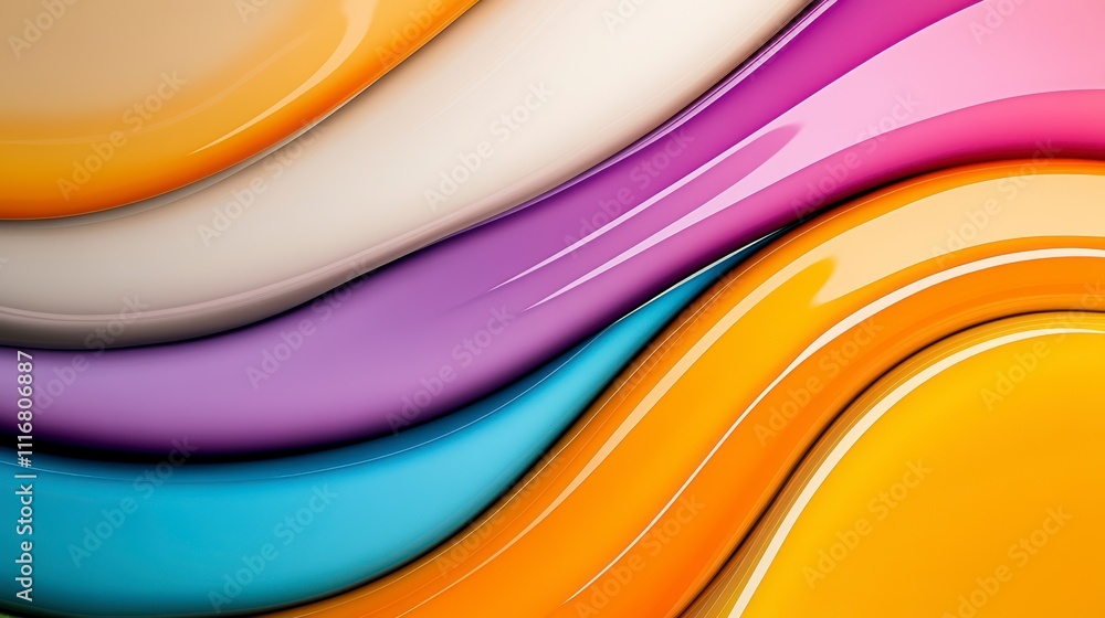 Poster vibrant fluid shapes intermingle in a colorful abstract art design showcasing flowing textures