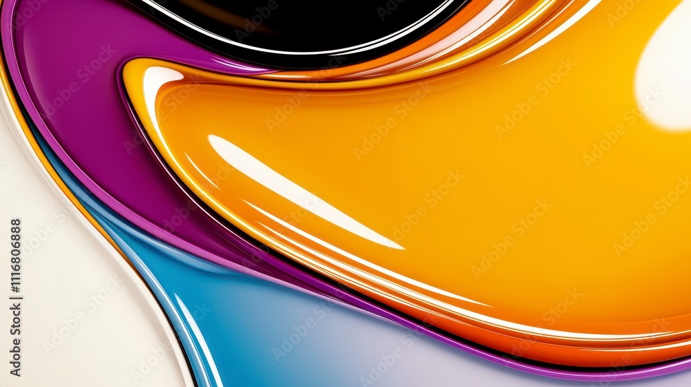 Poster vibrant abstract art design with flowing colors and glossy textures in a mesmerizing pattern