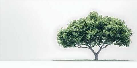 Obraz premium Lush Green Tree 3D Render Illustration on White Background