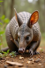 Fototapeta premium Close-up of armadillo on forest floor