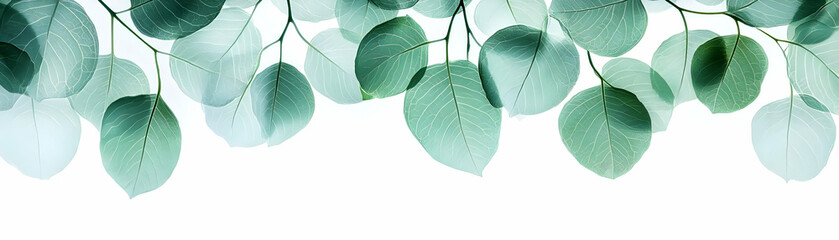 Obraz premium Serene Green Leaves Illustration: Botanical Background with Detailed Veins