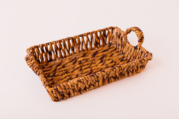 Closeup of a basket on a white background