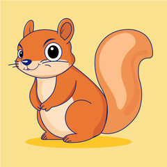 Cute Squirrel Cartoon Kawaii Sticker. Character Vector Illustration