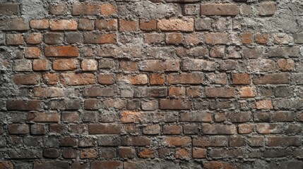 Obraz premium Exposed brick wall with uneven texture and mortar, realistic surface 