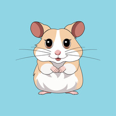 Cute Hamster Cartoon Kawaii Sticker. Character Vector Illustration