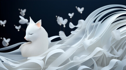 white cat in the night
