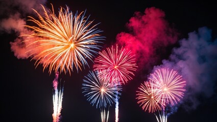 Colorful fireworks display in the night sky