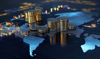 Fototapeta premium shows forex trading on a global map.