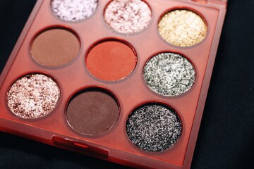 eyeshadow, tint, glitter, cosmetics, beauty, makeup, cosmetic bag, palette, tent with eyeshadow, cosmetic bag 