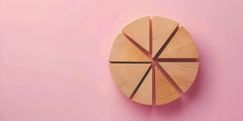 Obraz premium Wooden Circle Illustration on Pink Background: A Minimalist Design