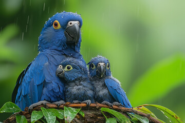 Obraz premium blue macaw family