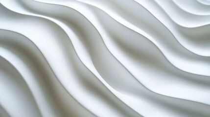 Obraz premium Subtle, minimalist white wave texture with soft shadows on an all-white background 