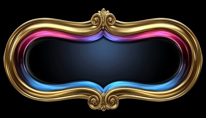 Elegant Gold Frame With Blue And Pink Accents