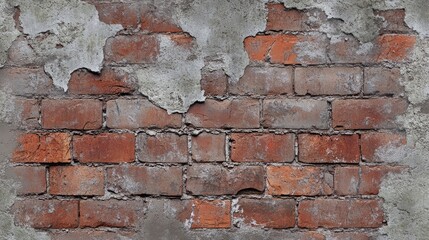 Obraz premium Old cracked brick wall with weathered mortar, realistic texture 