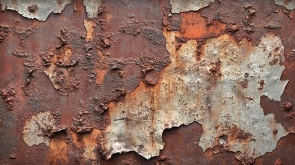 Fototapeta premium Rusty iron wall with visible oxidation and peeling paint, realistic texture 