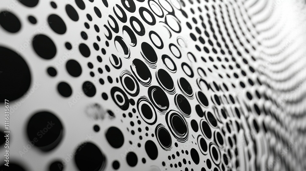 Poster close-up of dynamic black and white patterns in abstract aesthetics
