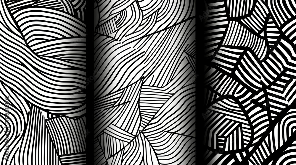 Poster digital art concept minimalist black geometric line patterns in abstract design
