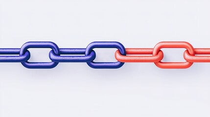 Obraz premium A digital illustration of a chain with alternating blue and red links, symbolizing connection and contrast.