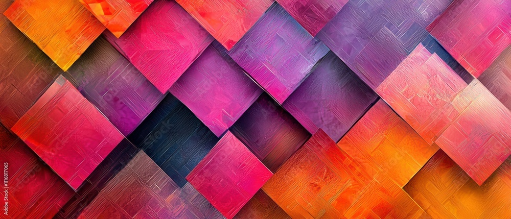 Poster creative aesthetic overlapping square patterns and color gradients in abstract art