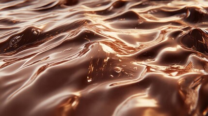 A pool of melted chocolate with detailed reflections and textur